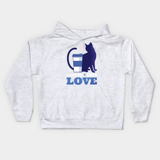 Coffee Plus Cats Is Love Graphic Tee Kids Hoodie by vexeltees